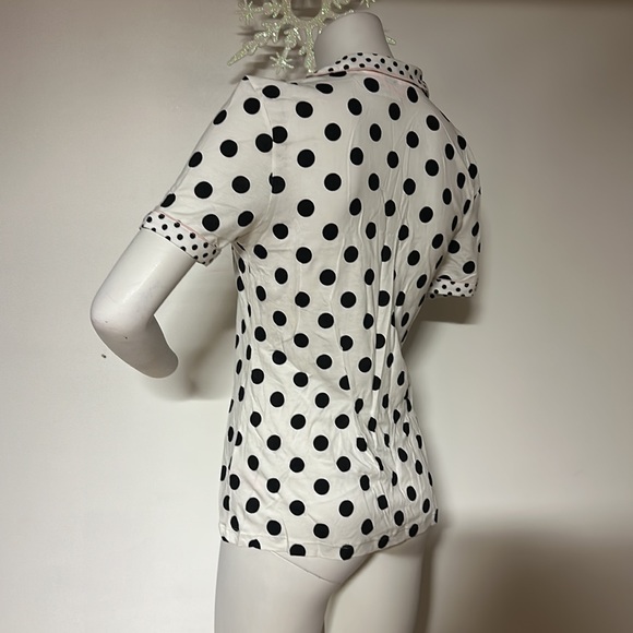 La VIe En Rose polka dot shirt black white pink cotton modal trendy summer - Picture 3 of 5